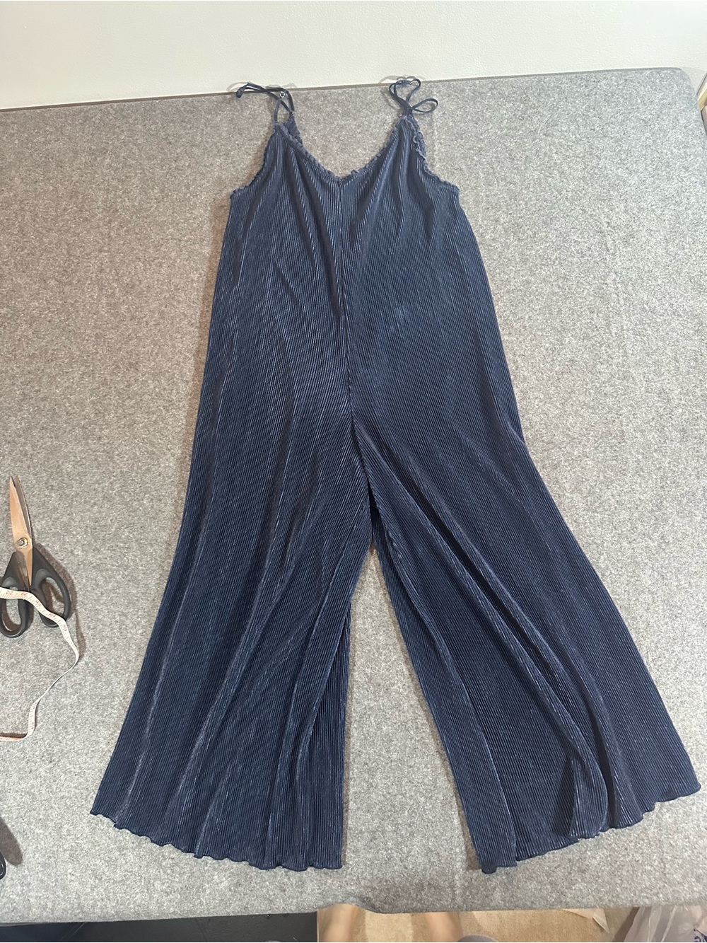 Out From Under Blue Pleated Flowy Jumpsuit